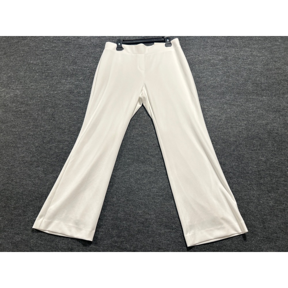 Anne Klein Trouser Women PL White Wide Leg Pull On Stretch Petite Dress Pant